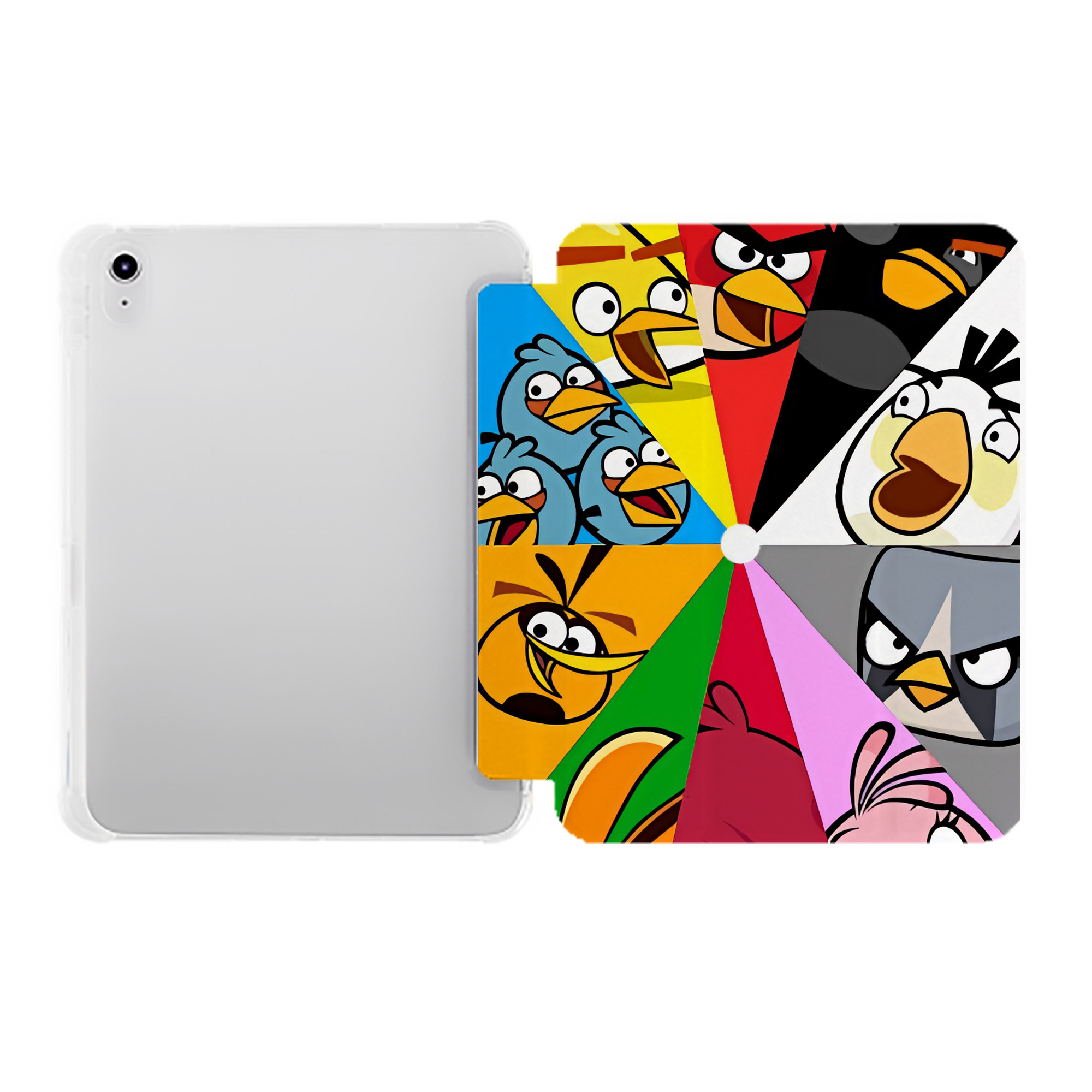 （画像用） Angry Birds アングリーバード IPad ケース ペン収納付き 三つ折りスタンド PUレザー×シリコン 対応機種9.5/10.5/10.9インチ